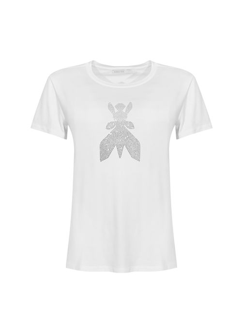 T-shirt in jersey di viscosa con Fly strass Bianco Patrizia Pepe | 8M1749 J051W103